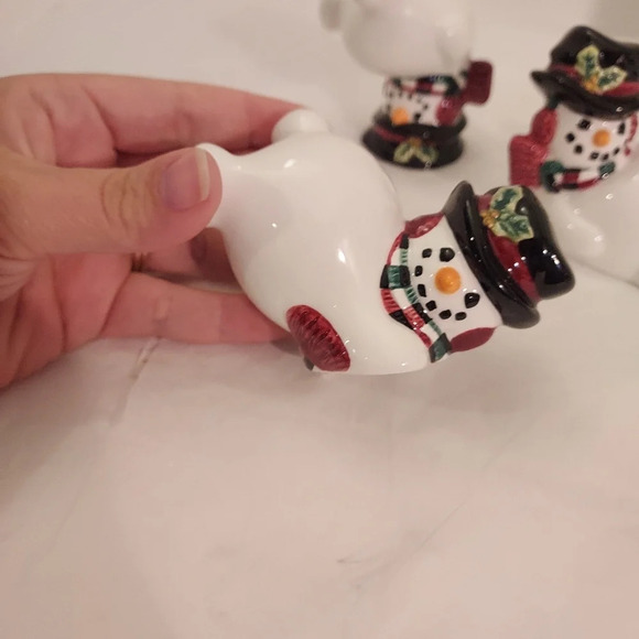 Fitz and Floyd Essentials Set of Three Christmas Tumbling Snowman Figurines - Picture 2 of 11